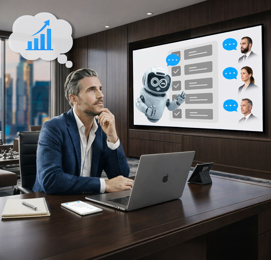 Руководитель и ИИ-робот